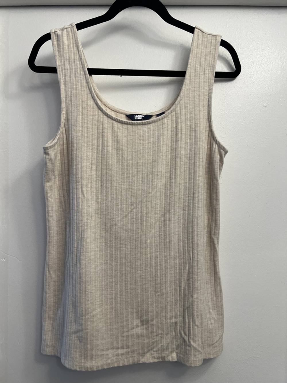 Lands' End Light Tan/Oatmeal Ribbed Tank Top Size Large